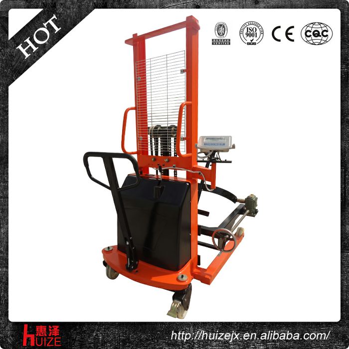半電動稱重油桶車（夾鐵桶，手搖翻轉(zhuǎn)倒料）